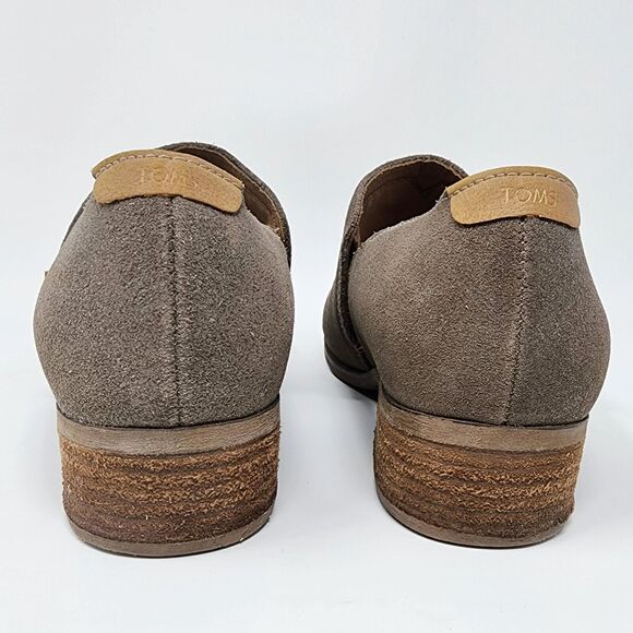 Toms Shaye Dusty Gold Star Suede Brown Gold Sparkle Stack Heel Bootie Womens 8.5 - Picture 6 of 11